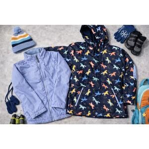 Cat & Jack Girls Winter Jacket Unicorn Print Hooded Coat Size 6X/7